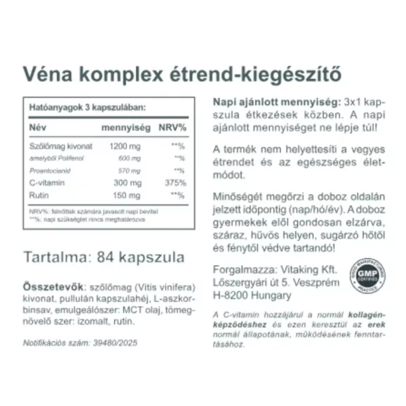 Vitaking véna komplex kapszula 84 db
