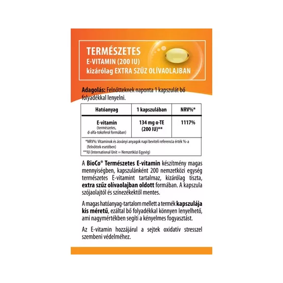 Bioco E-vitamin 200IU 60 db Bioco E-vitamin 200IU 60 db