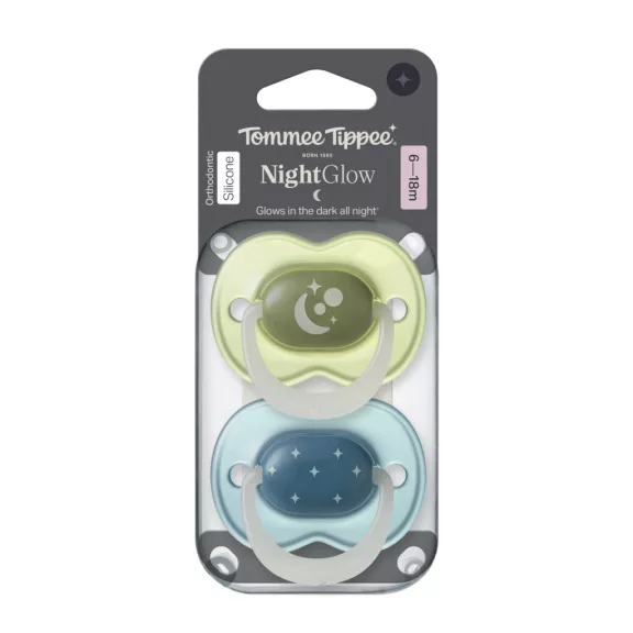 Tommee Tippee NightGlow éjszakai nyugtató cumi sterilizáló tokkal 6-18 hó 2 db Tommee Tippee NightGlow éjszakai nyugtató cumi sterilizáló tokkal 6-18 hó 2 db