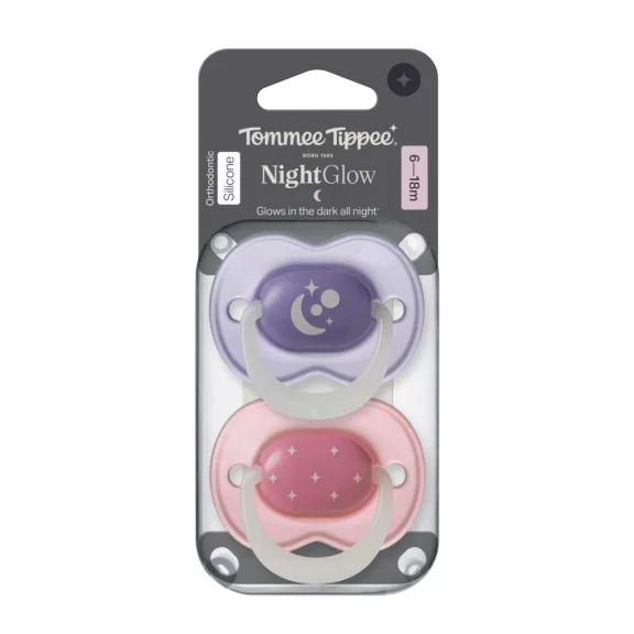 Tommee Tippee NightGlow éjszakai nyugtató cumi sterilizáló tokkal 6-18 hó 2 db Tommee Tippee NightGlow éjszakai nyugtató cumi sterilizáló tokkal 6-18 hó 2 db