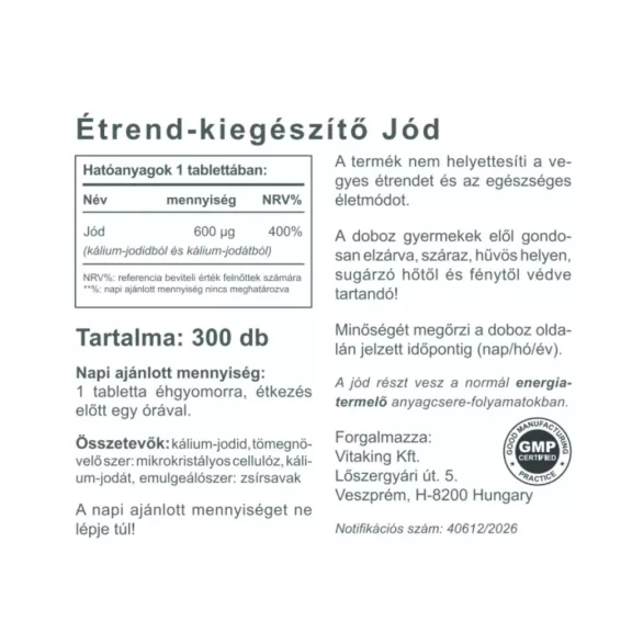 Vitaking Jódharmónia 300 db Vitaking Jódharmónia 300 db