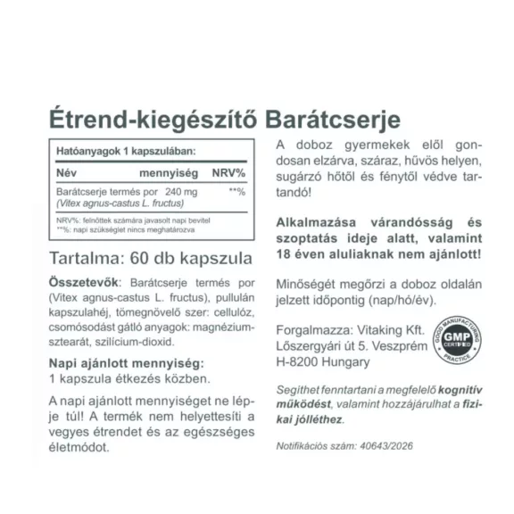 Vitaking Barátcserje 240 mg 60 db Vitaking Barátcserje 240 mg 60 db