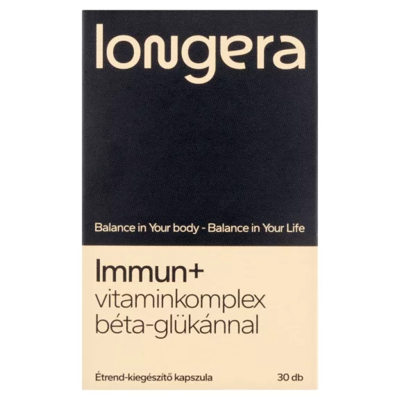 Longera Immun+ vitaminkomplex béta-glükánnal étrend-kiegészítő kapszula 30 db Longera Immun+ vitaminkomplex béta-glükánnal étrend-kiegészítő kapszula 30 db