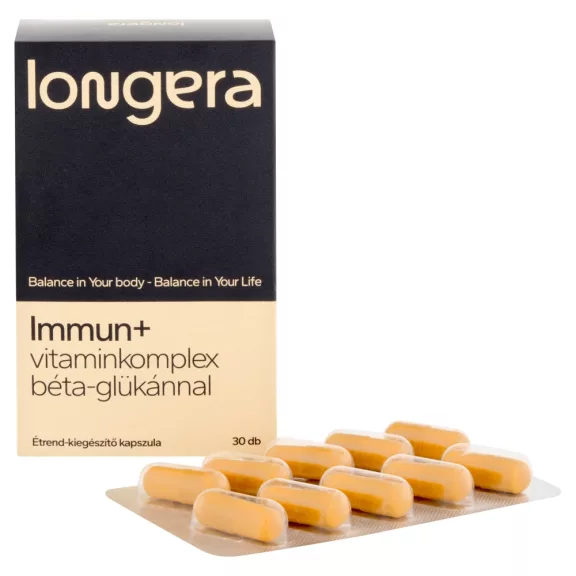 Longera Immun+ vitaminkomplex béta-glükánnal étrend-kiegészítő kapszula 30 db Longera Immun+ vitaminkomplex béta-glükánnal étrend-kiegészítő kapszula 30 db