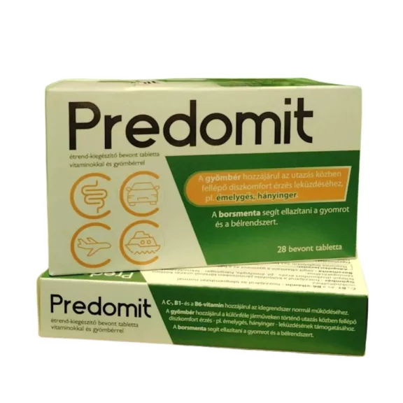Predomit étrend-kiegészítő bevont tabletta vitaminokkal és gyömbérrel 28 db Predomit étrend-kiegészítő bevont tabletta vitaminokkal és gyömbérrel 28 db