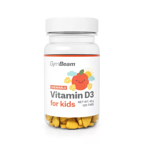 Gymbeam D3-vitamin narancs ízű rágótabletta gyerekeknek 120 db Gymbeam D3-vitamin narancs ízű rágótabletta gyerekeknek 120 db