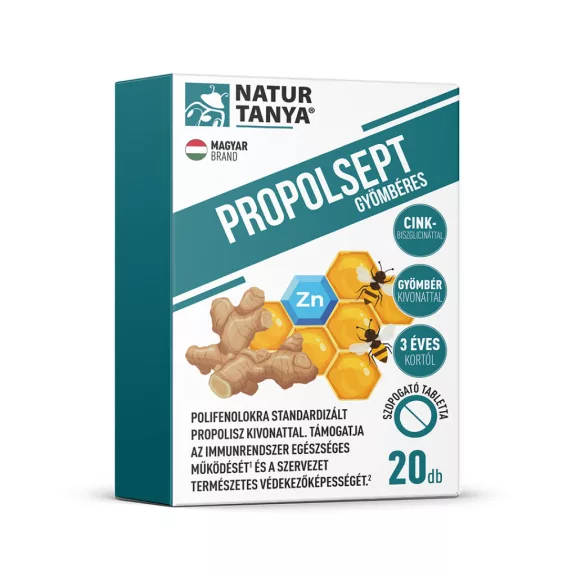 Natur Tanya Propolsept gyömbéres szopogató tabletta 20 db Natur Tanya Propolsept gyömbéres szopogató tabletta 20 db